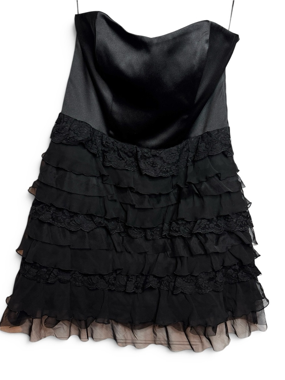 Express Design Studio Size 12 Black Strapless Ruffle Mini Dress gothic romantic